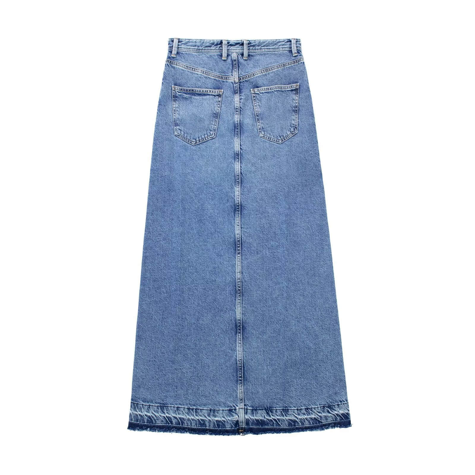 Moachic Trendy Versatile Split Denim Midi Skirt