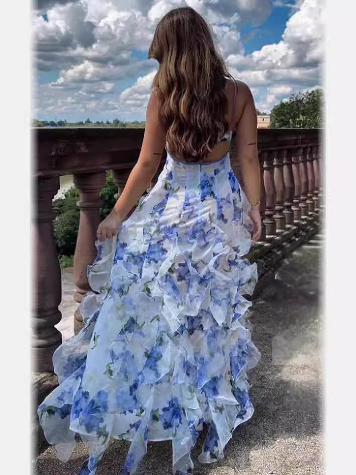 Moachic Floral Ruffle Maxi Dress