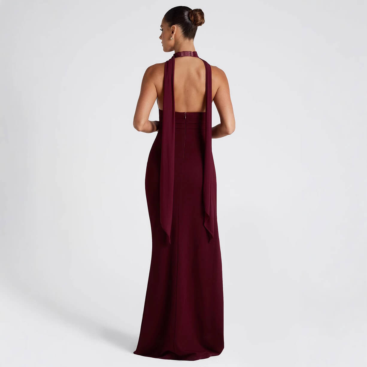V-neck Backless Maxi Party Dress