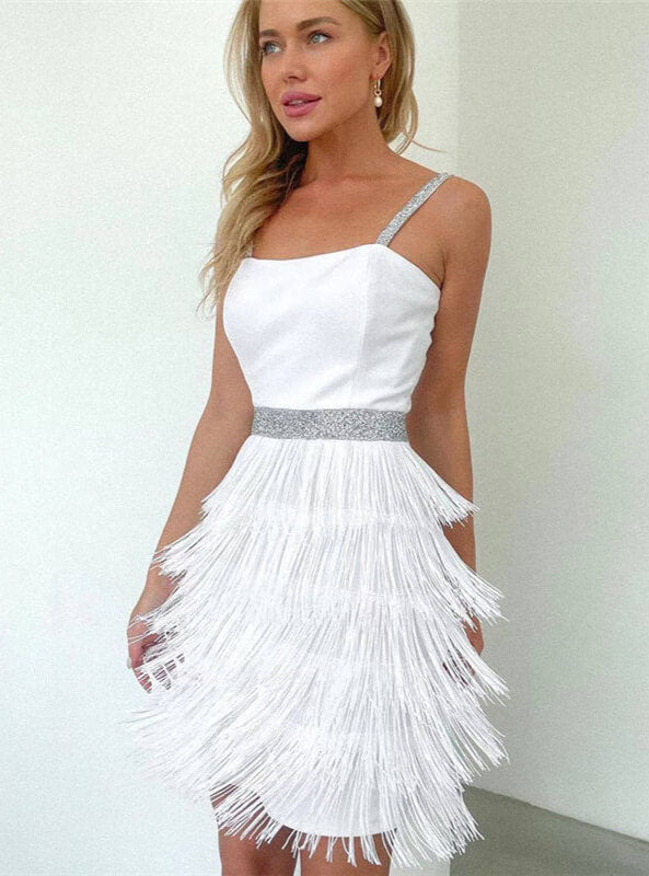 Moachic Sexy Fringe Strap Mini Dress