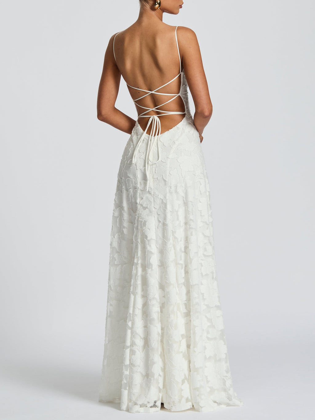 Elegant Floral Lace Spaghetti Strap Maxi Dress