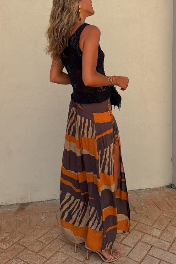 Moachic Knit V-neck Hollow Out Twist Loose Tank