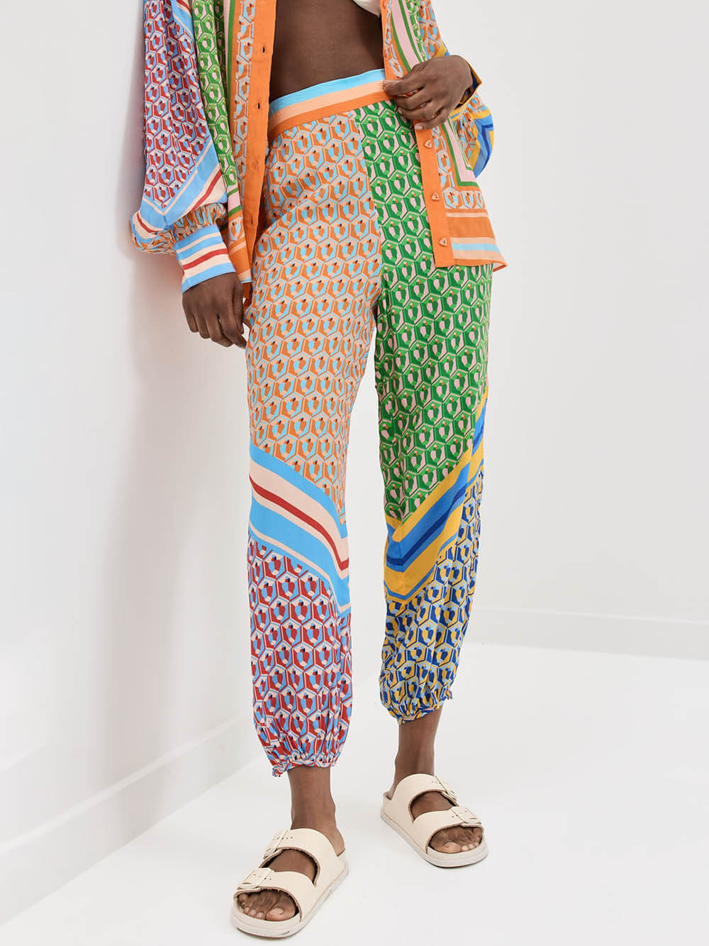Colorful Unique Print Elastic Waist Pocketed Loose Bloomer Shirt and Pants