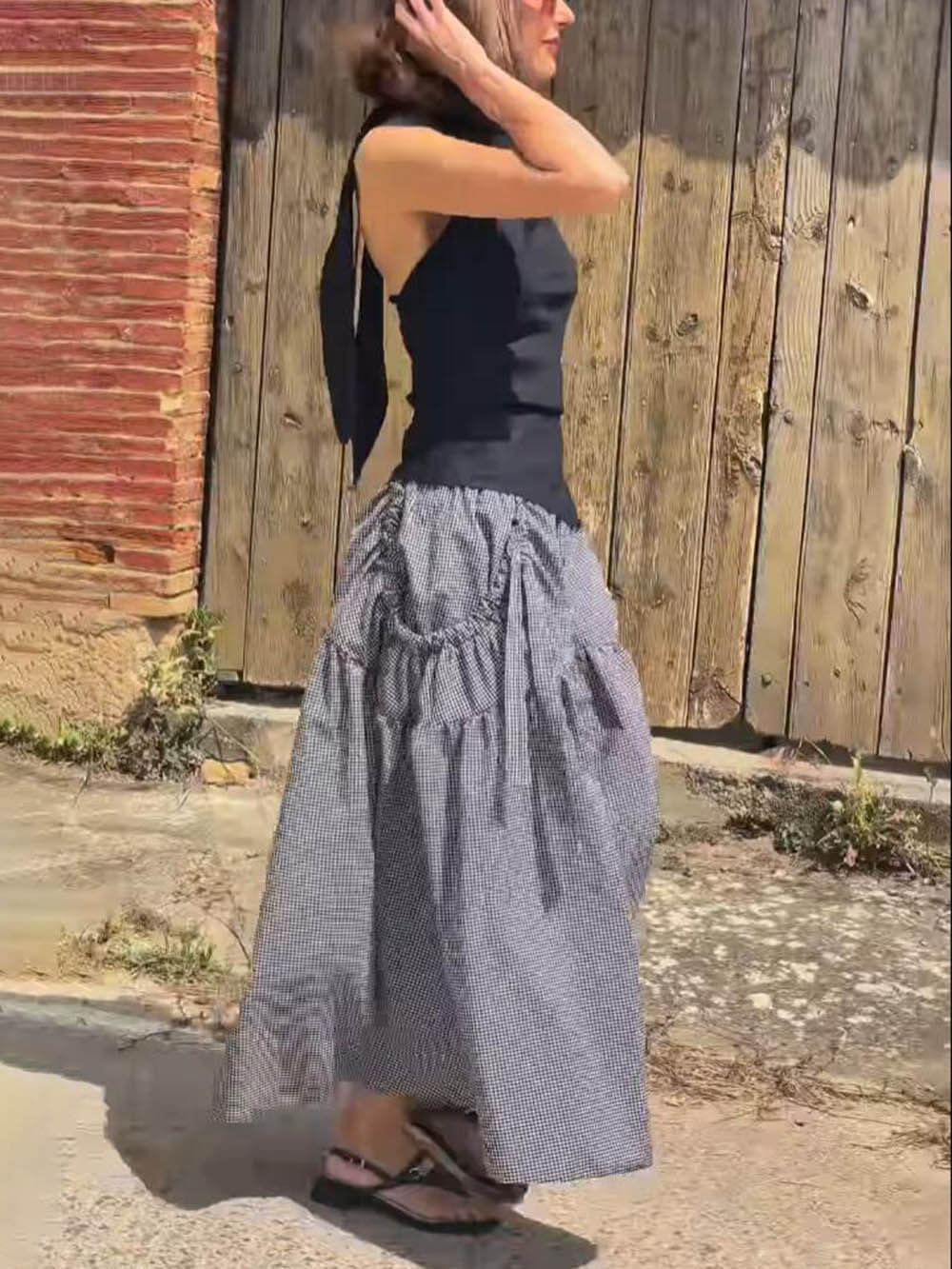 تنورة كلاسيكية مطبوعة بجيوب