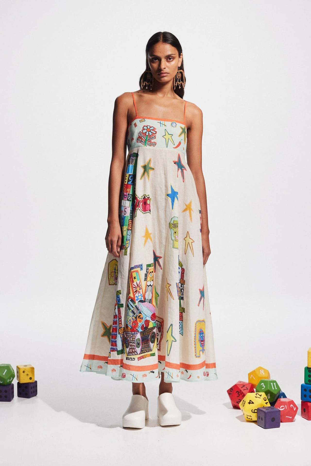 Sun Drenched Tropical Print Smocked Back Pocketed Dress