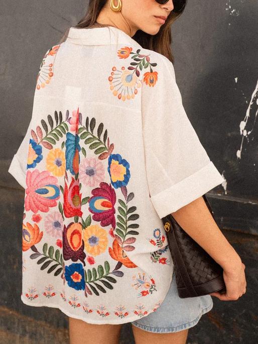 Casual Carla Floral Print Short-Sleeved Shirt