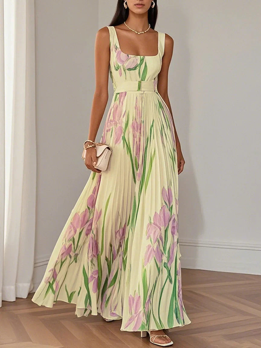 Moachic Elegant Pleated Maxi Dress