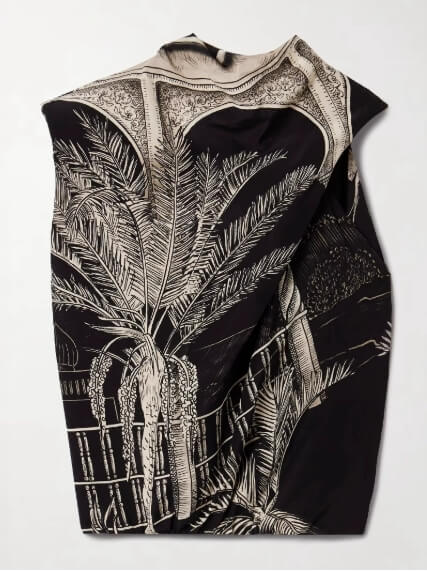 Unique Printed Black Sexy Tops and Midi Skirt Set