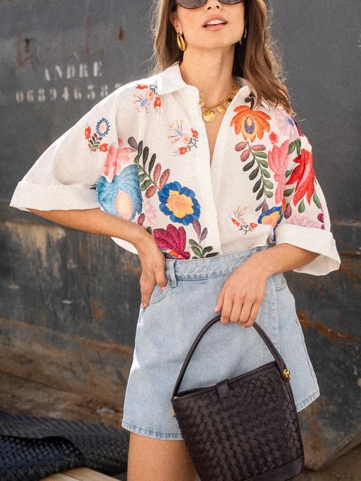 Casual Carla Floral Print Short-Sleeved Shirt
