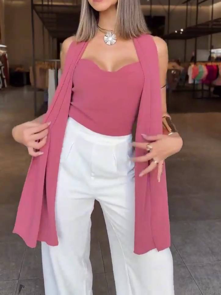 Variant Top And Wide Leg Pants Suit