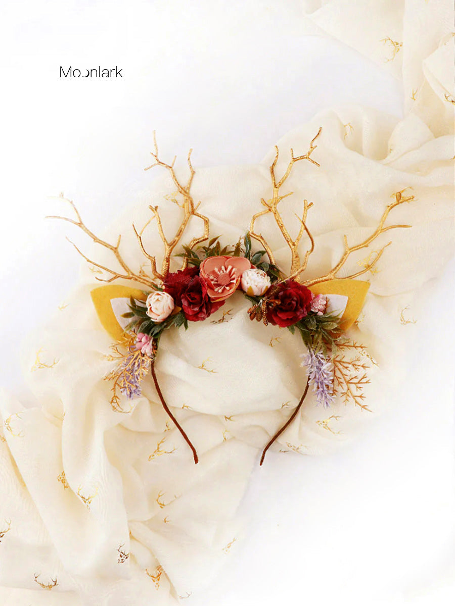 Lavender Flower Christmas Reindeer Headband