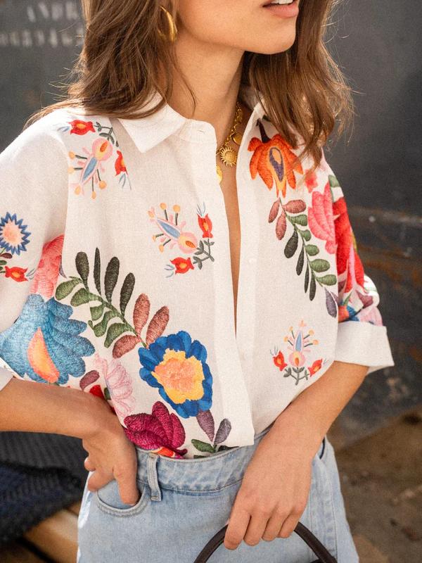 Casual Carla Floral Print Short-Sleeved Shirt