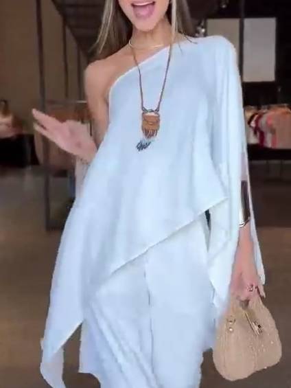 Variant Top And Wide Leg Pants Suit