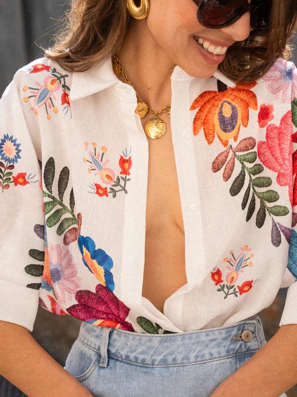Casual Carla Floral Print Short-Sleeved Shirt