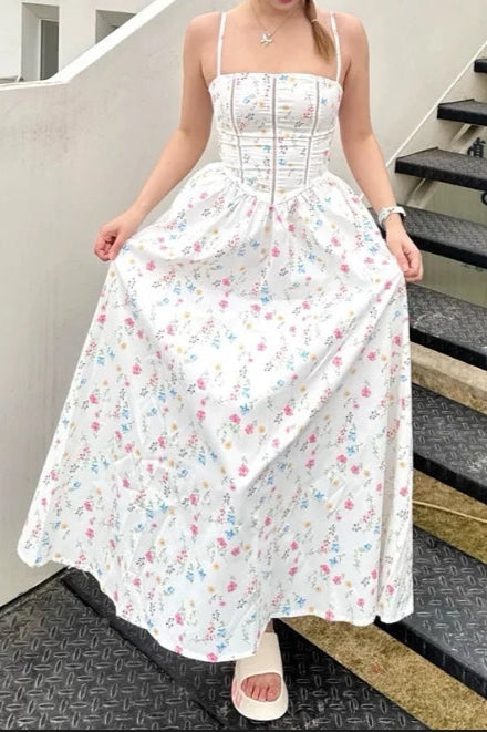 Tasmin Midi Dress - White Print