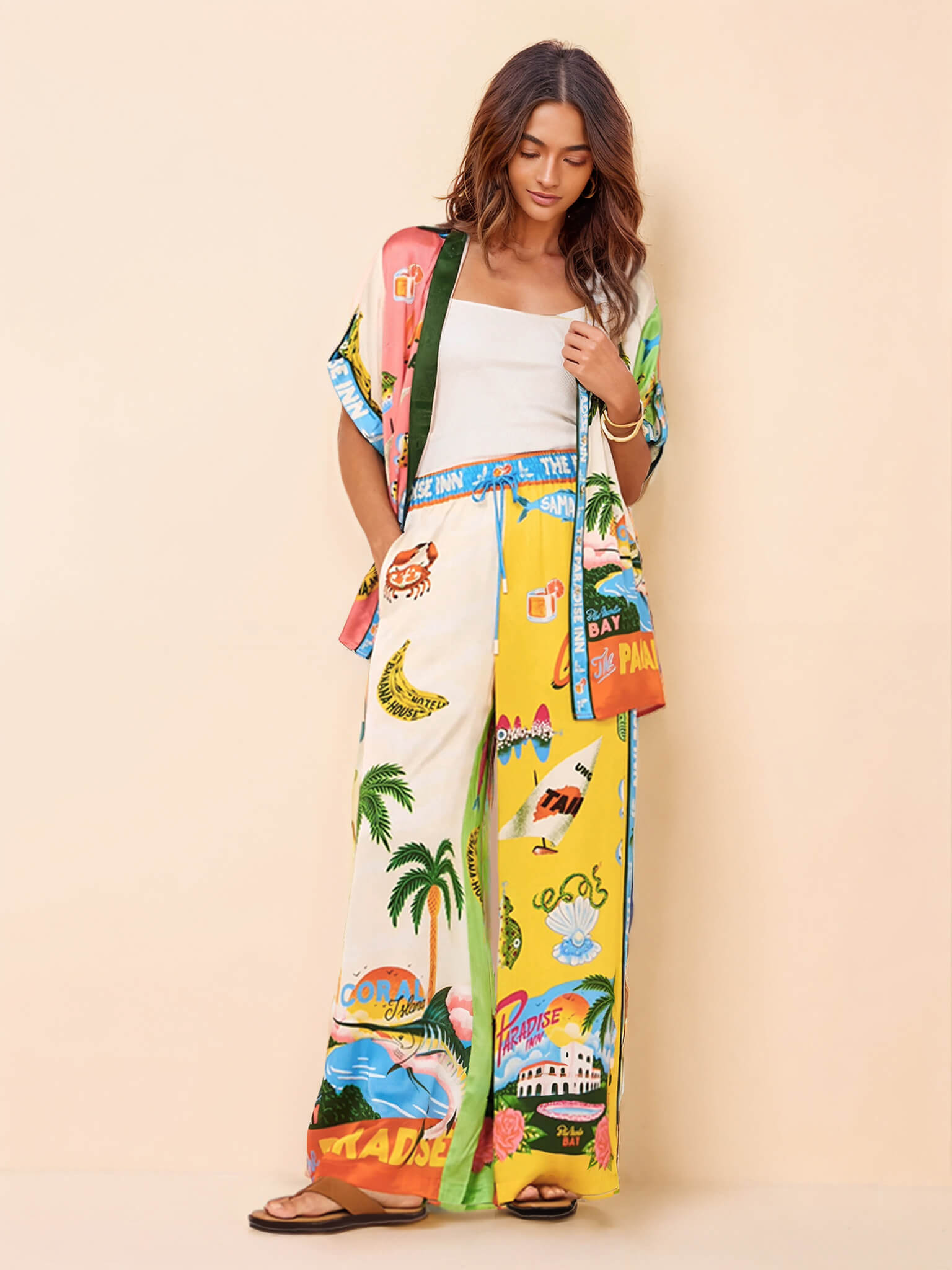 Sunny Beach Summer Style Printed Two Piece Set