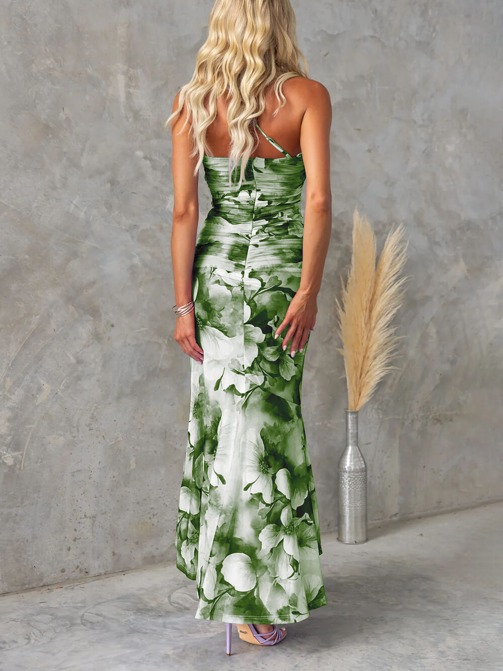 One Shoulder Asymmetrical Floral Irregular Maxi Dress