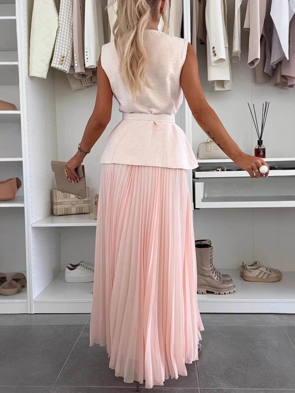 Exquisite Beautiful Mesh Pleated Maxi Skirt