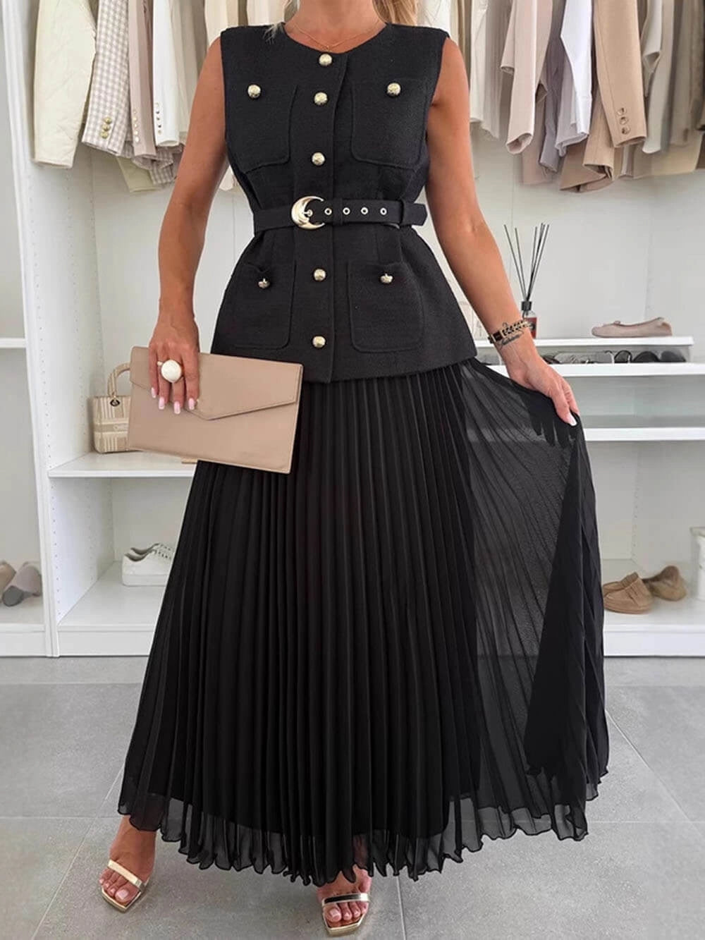 Exquisite Beautiful Mesh Pleated Maxi Skirt