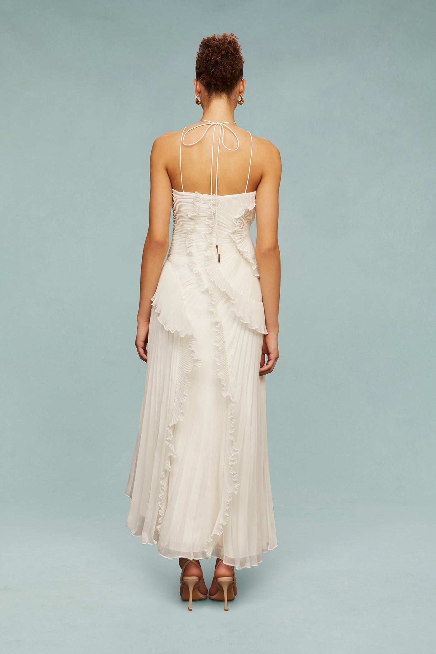 Lavirea – Sculpted pleats – One-shoulder midi dress