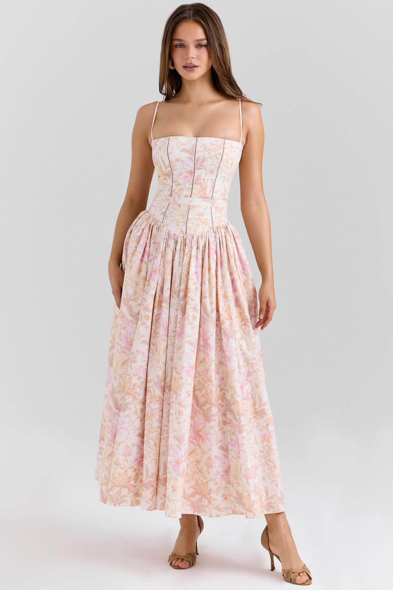 Tasmin Midi Dress -Pink Floral