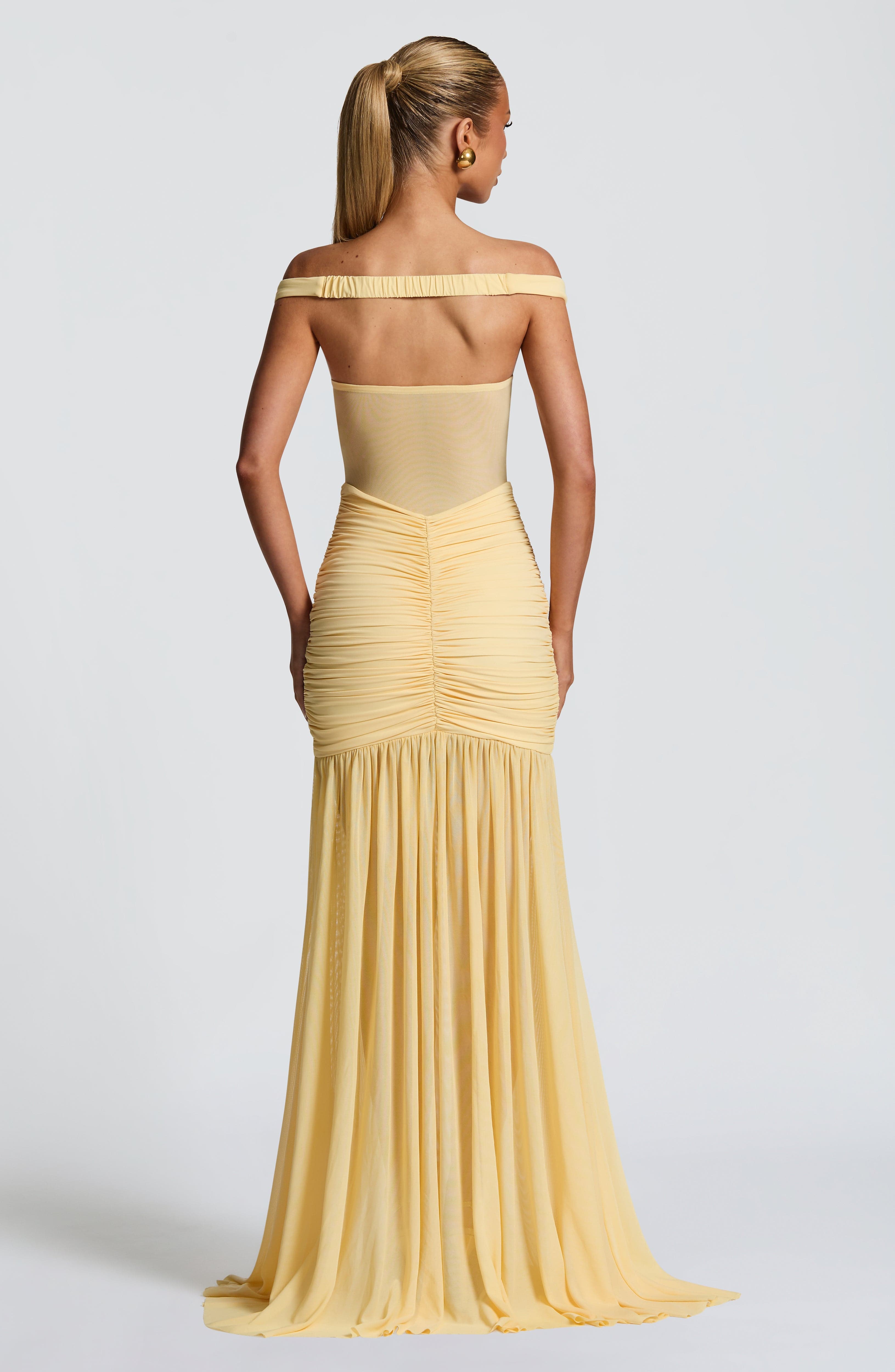Alaia Bardot Mesh Maxi Dress