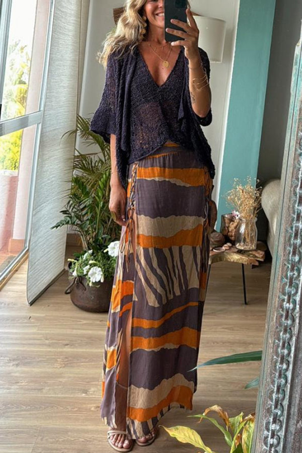 Moachic Knit V-neck Hollow Out Twist Loose Tank