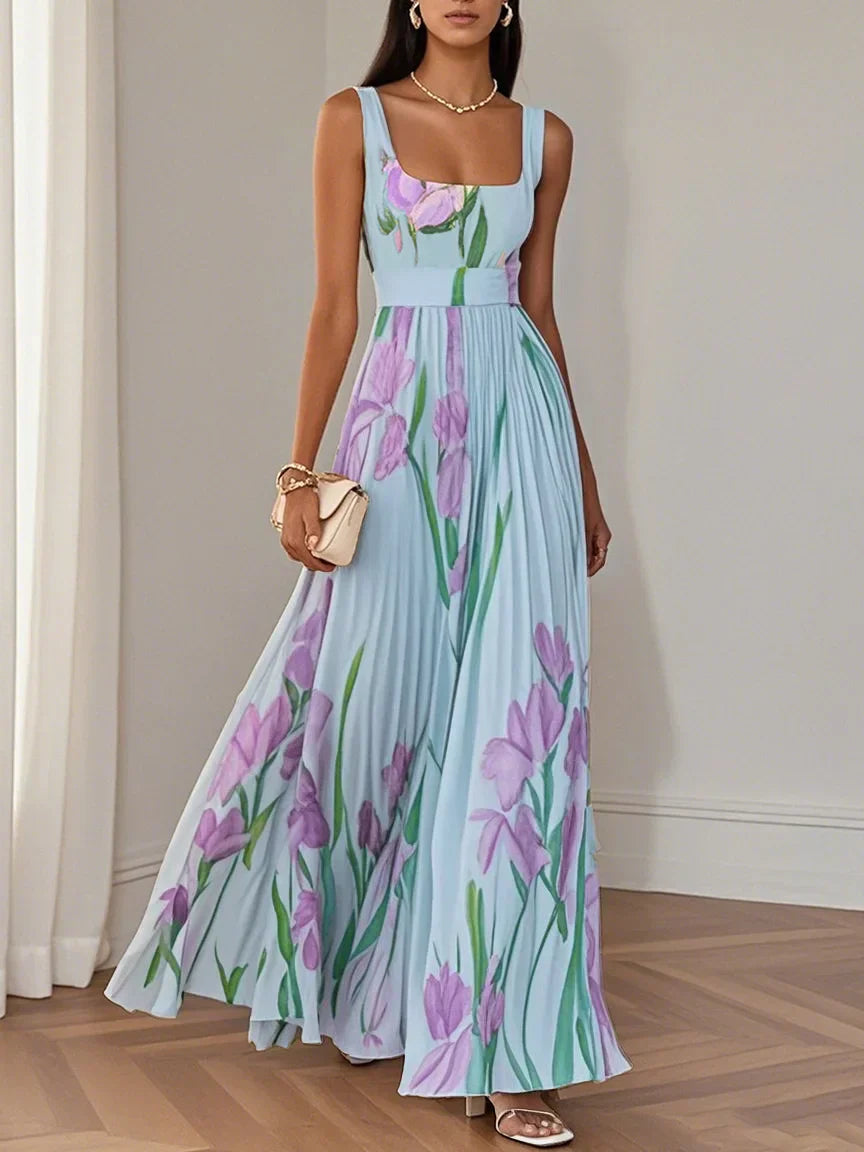 Moachic Elegant Pleated Maxi Dress