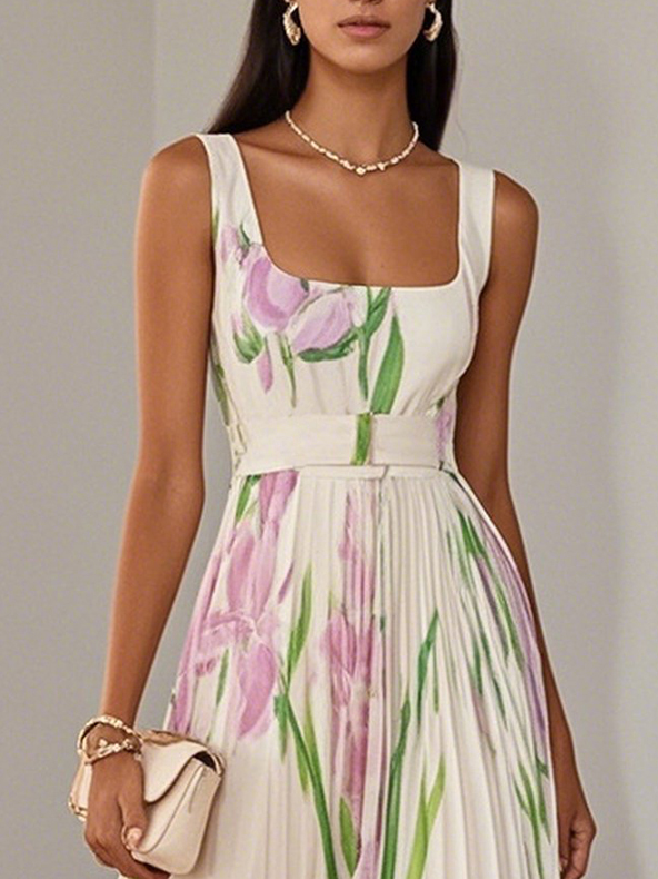 Moachic Elegant Pleated Maxi Dress