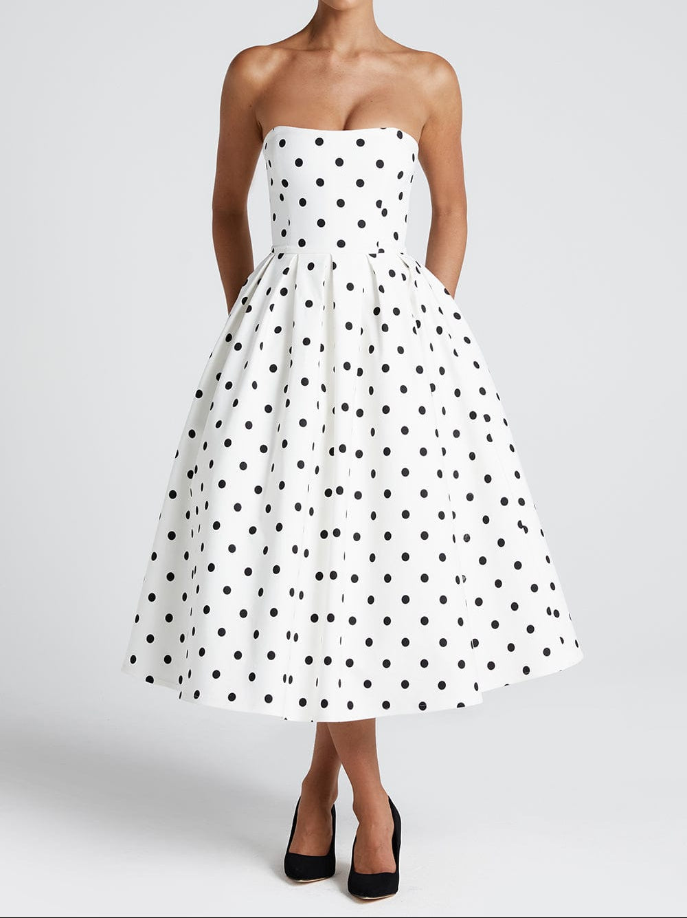 Moachic Midi Dress - Black Polka Dot Print