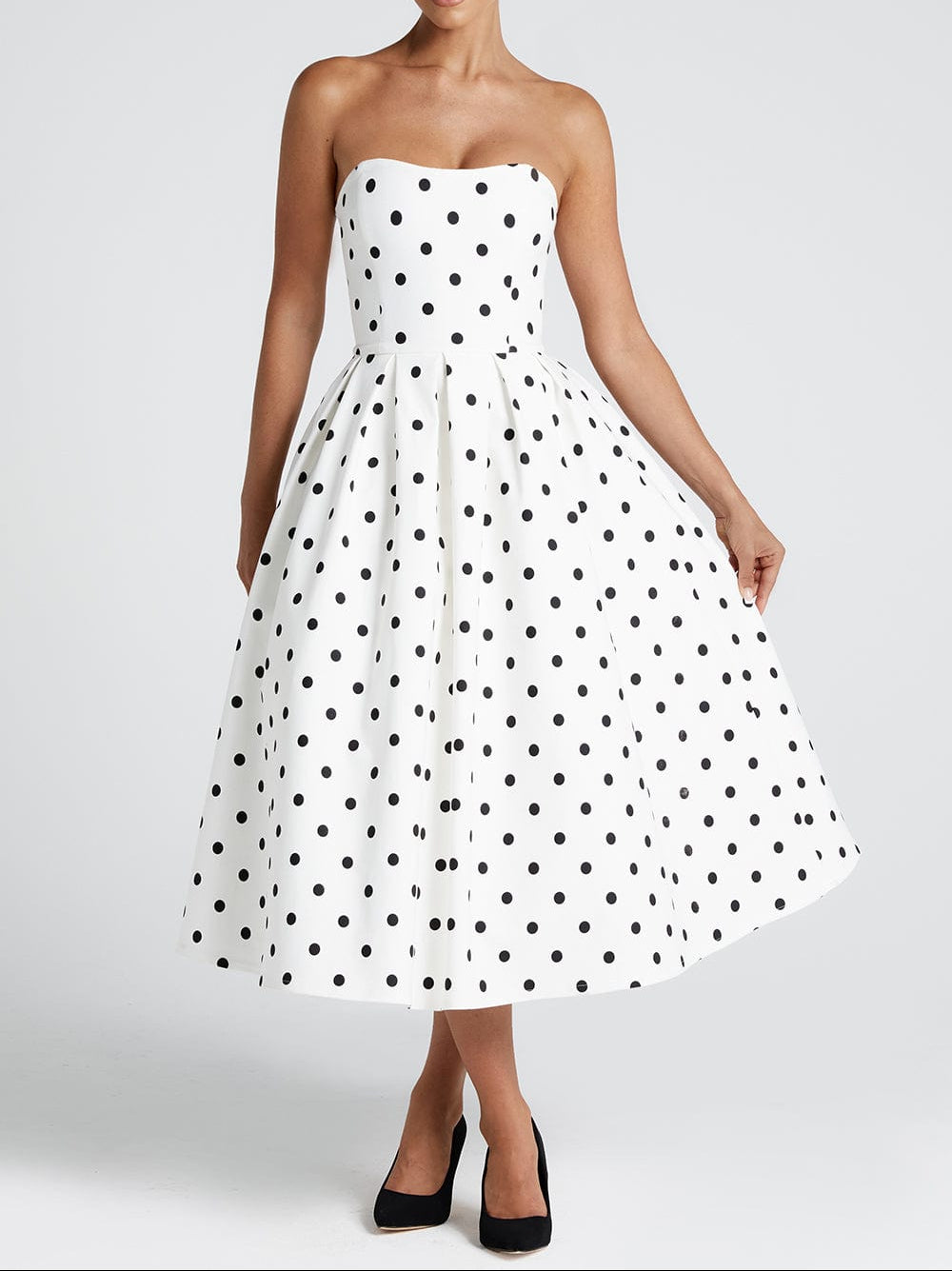 Moachic Midi Dress - Black Polka Dot Print
