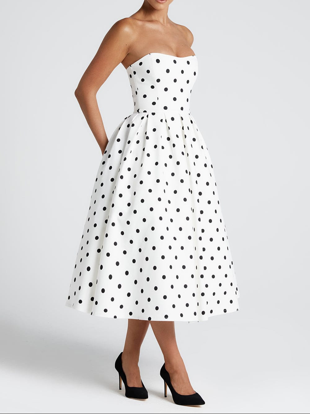 Moachic Midi Dress - Black Polka Dot Print