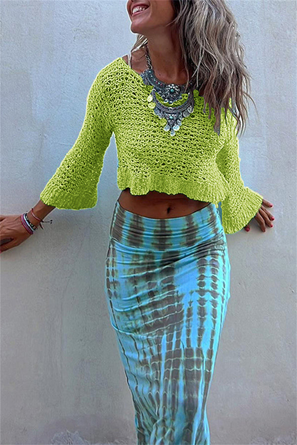 Moachic Sunny Meadow Crop Knit Cover-up Top