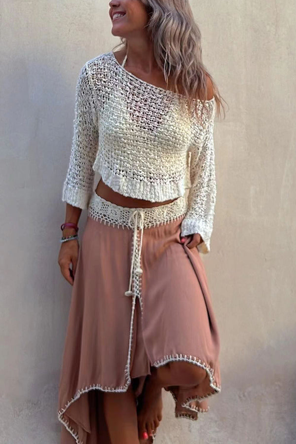 Moachic Sunny Meadow Crop Knit Cover-up Top