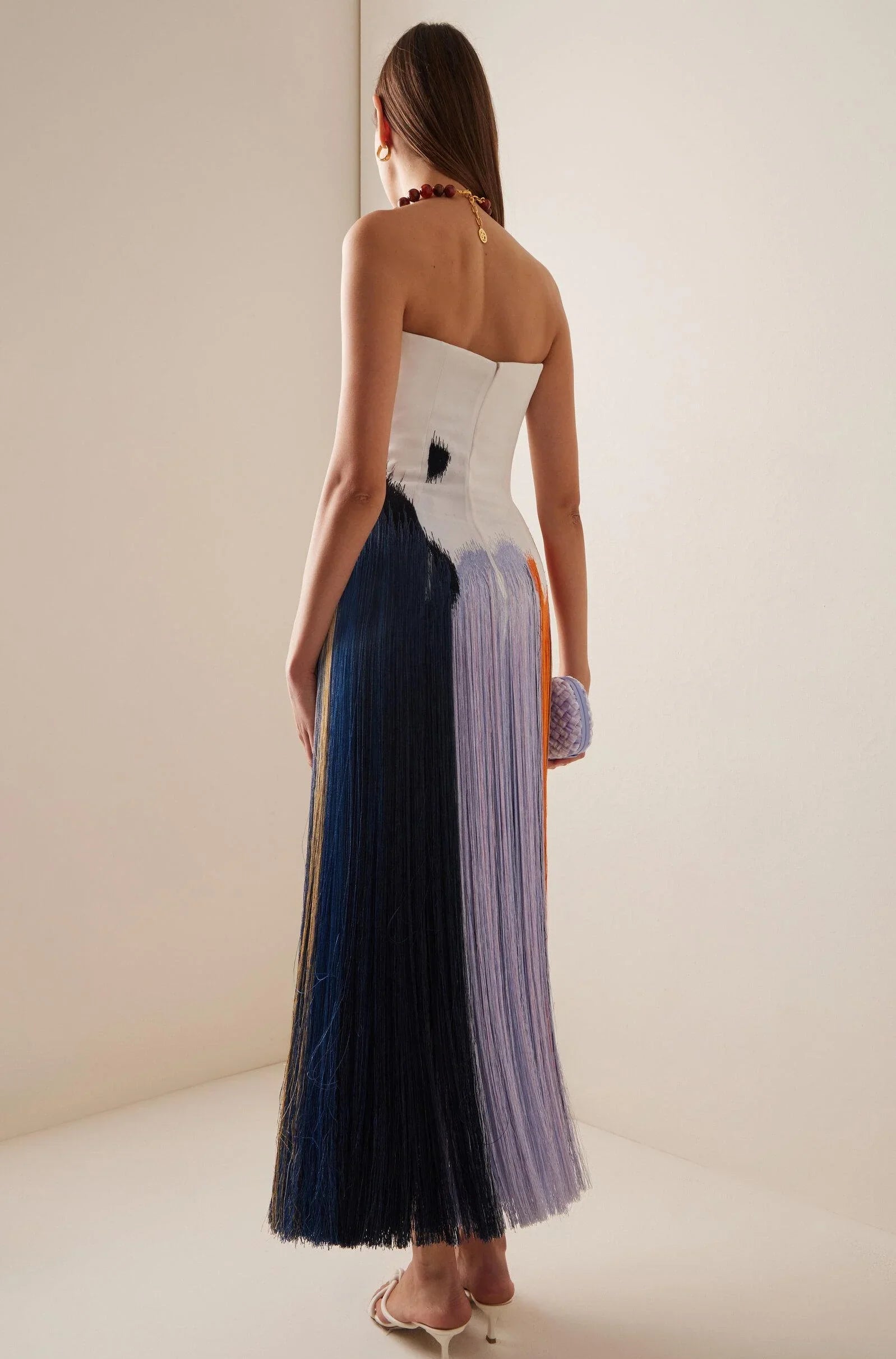 Abstract Brushstroke Fringe Cocktail Dress