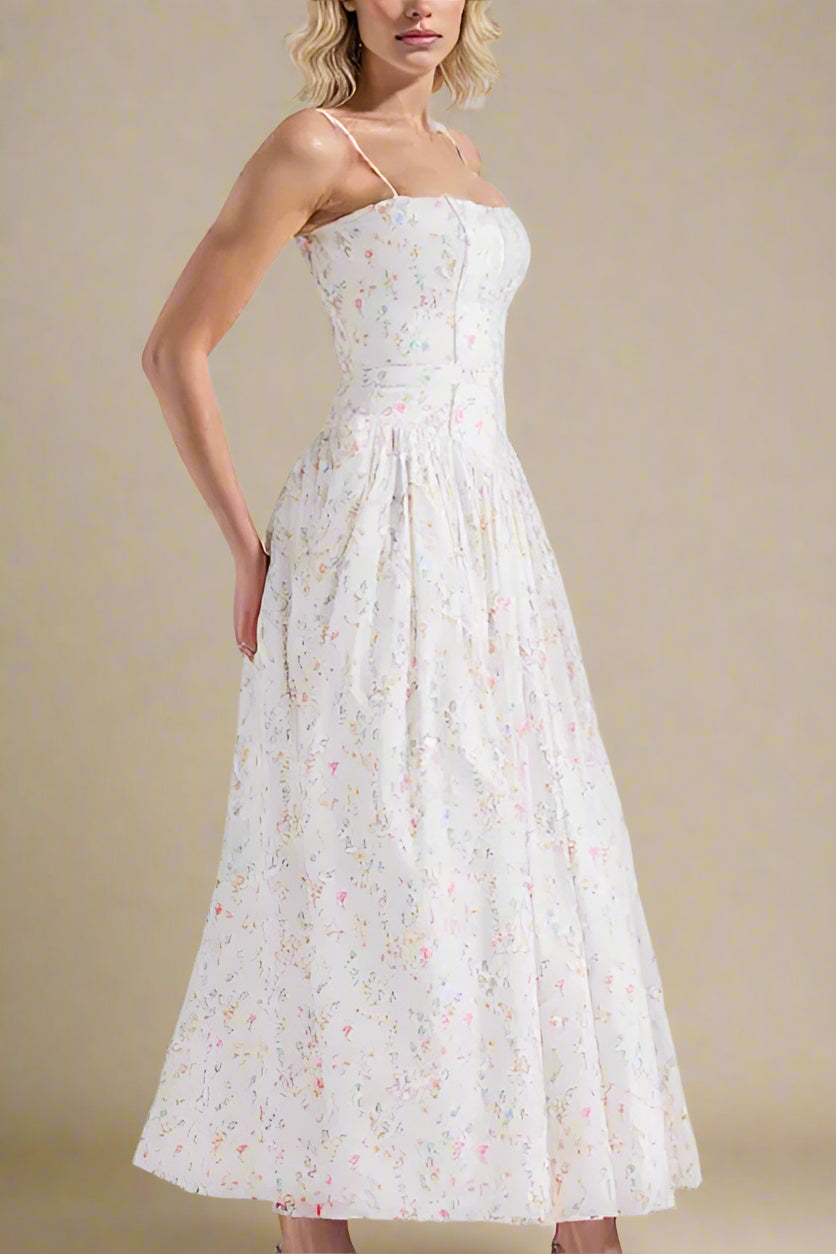 Tasmin Midi Dress - White Print