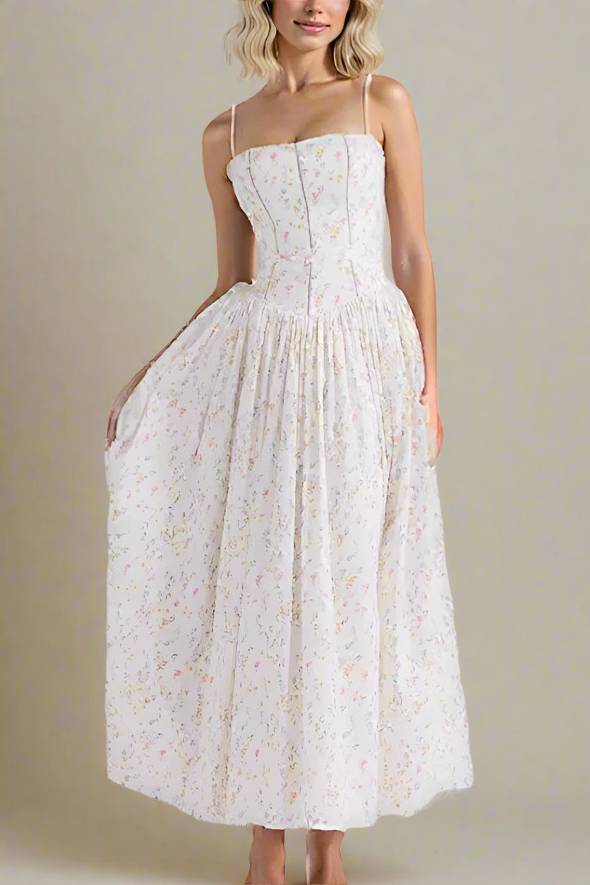 Tasmin Midi Dress - White Print