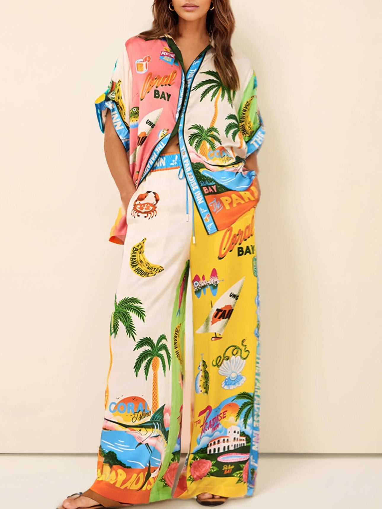 Sunny Beach Summer Style Printed Two Piece Set