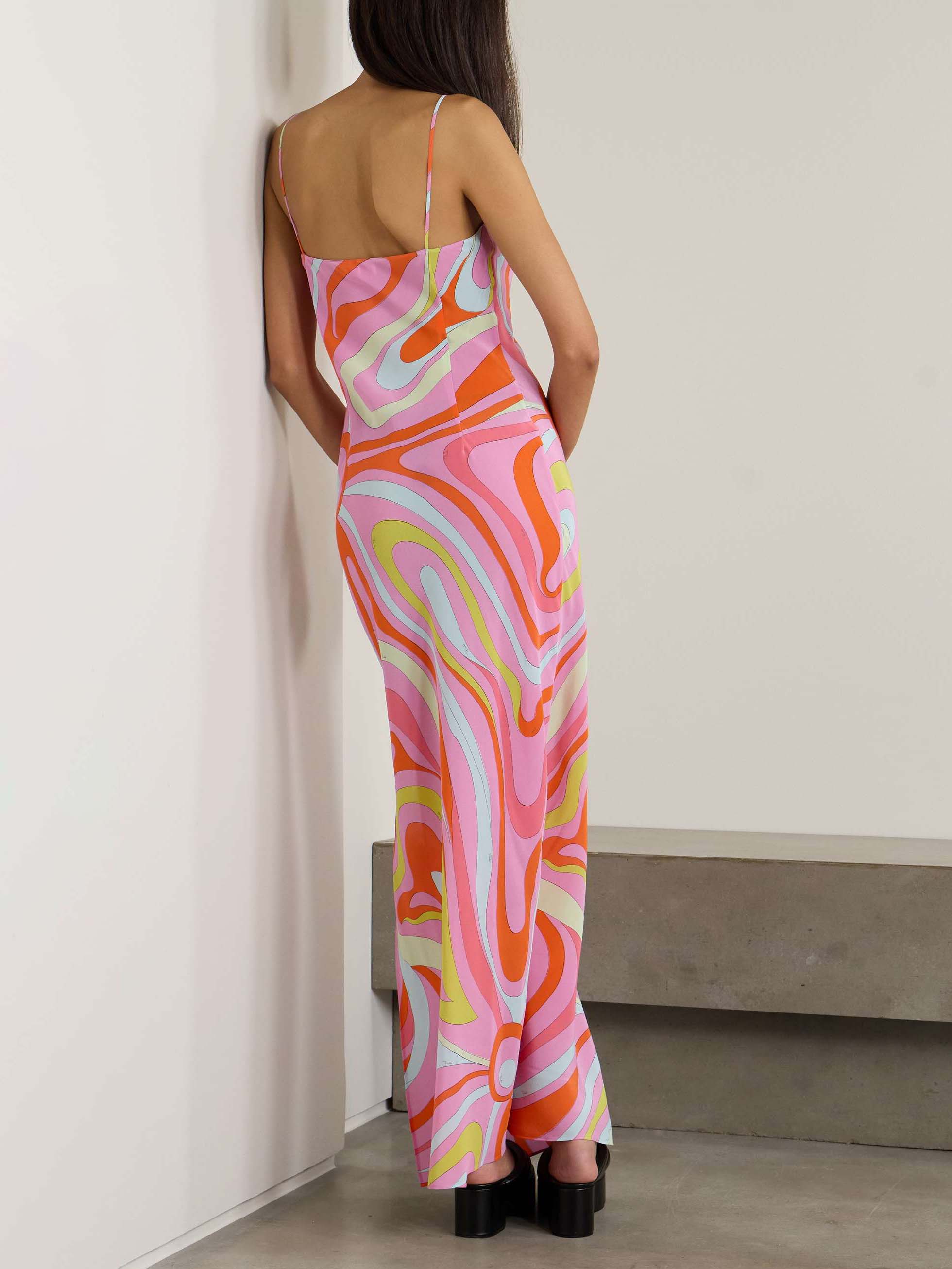 Vintage Abstract Painted Print V-Neck Maxi Dress