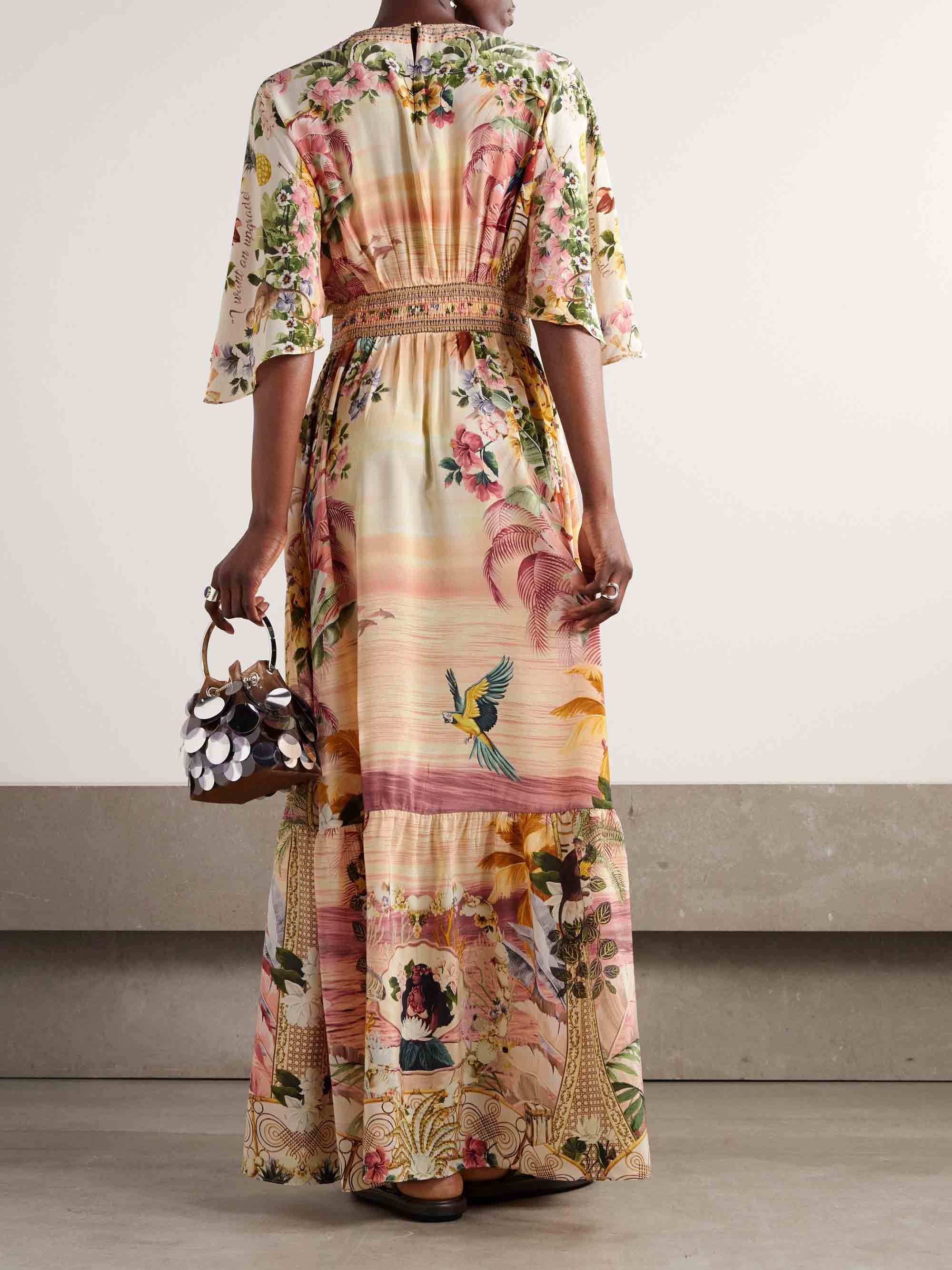 Tropical Sunset Floral Print Maxi Dress
