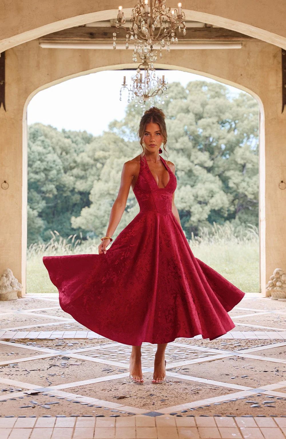 Moachic Romantic Midi Party Dress
