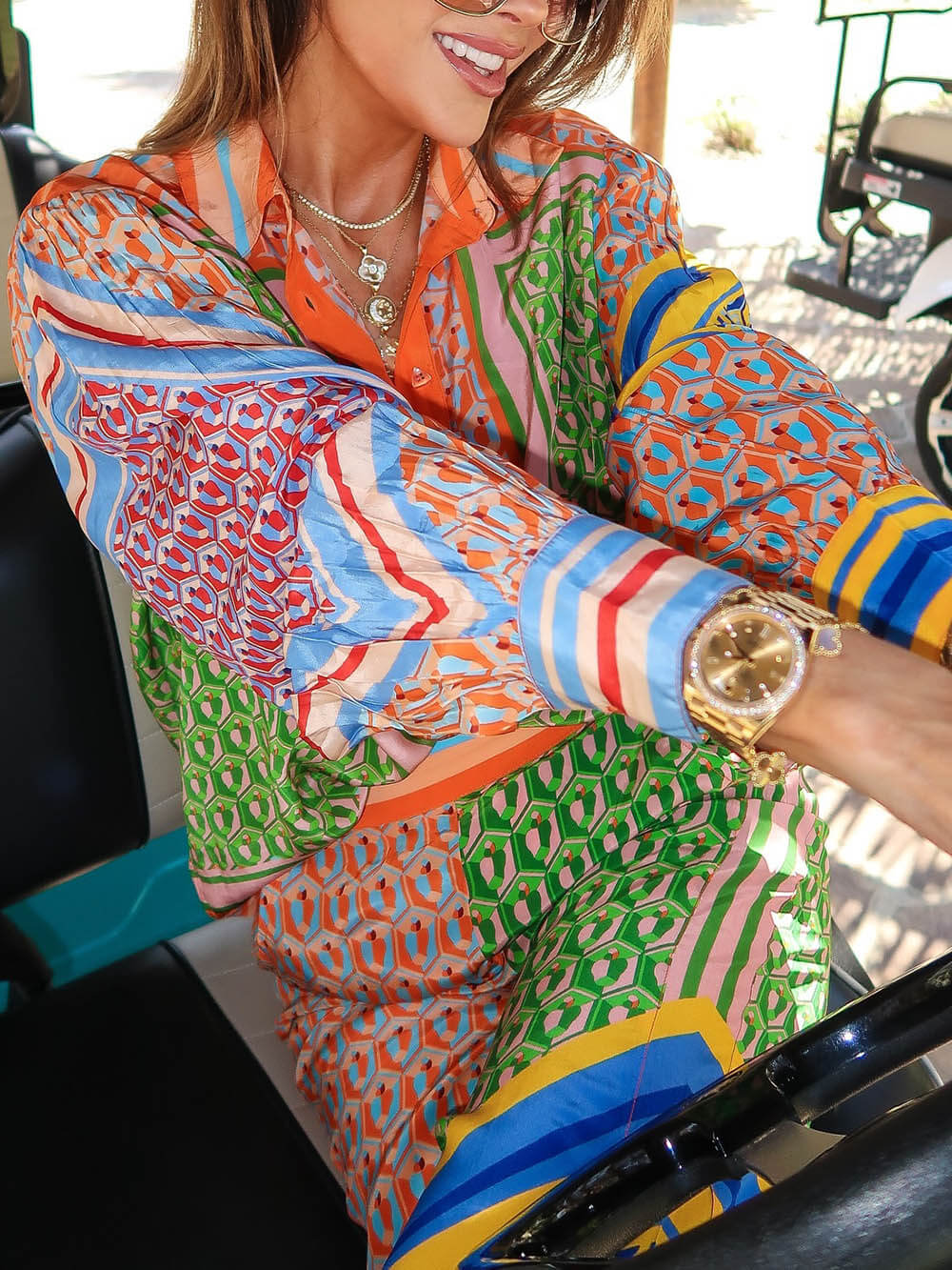 Colorful Unique Print Elastic Waist Pocketed Loose Bloomer Shirt and Pants