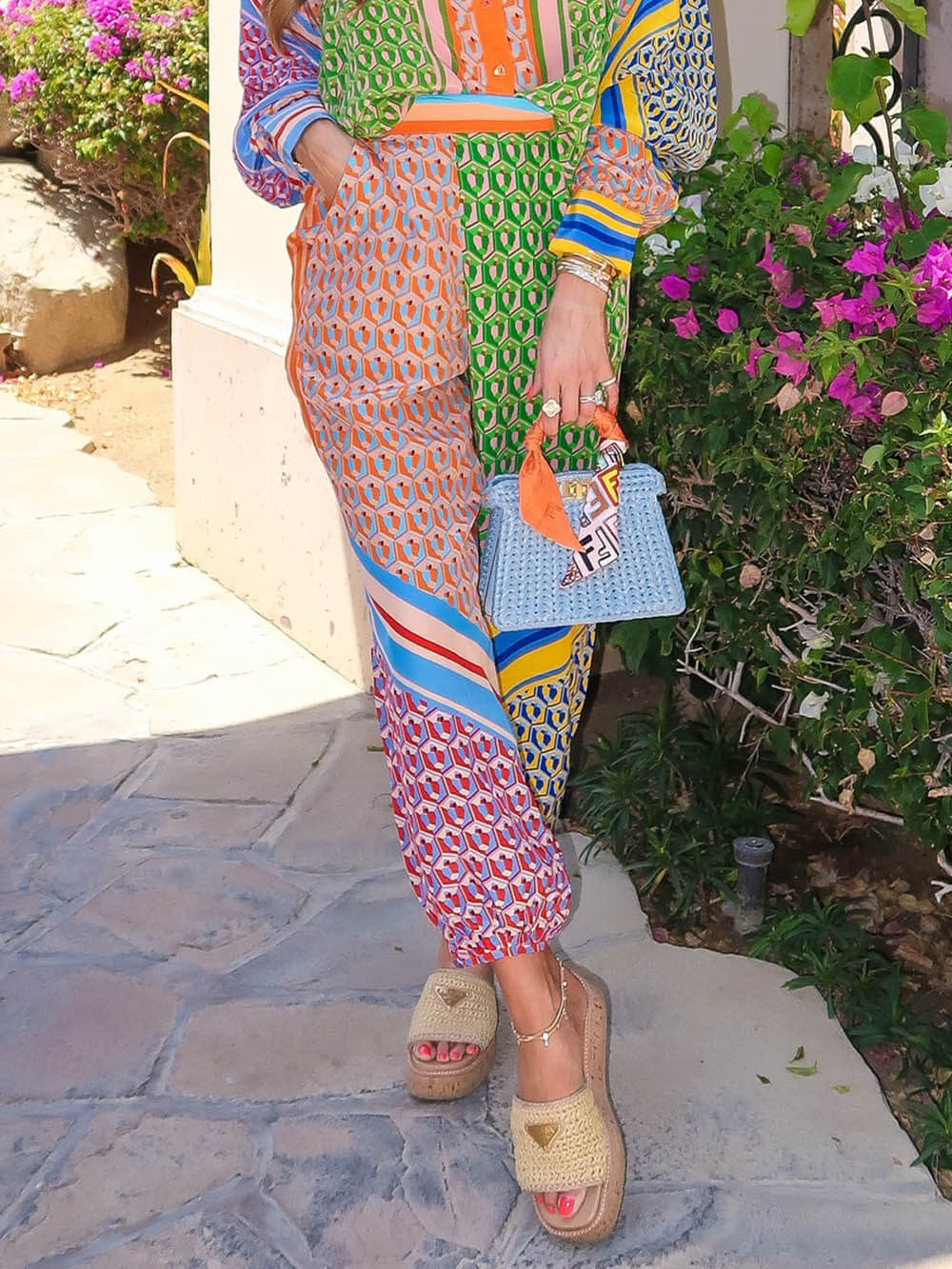 Colorful Unique Print Elastic Waist Pocketed Loose Bloomer Shirt and Pants