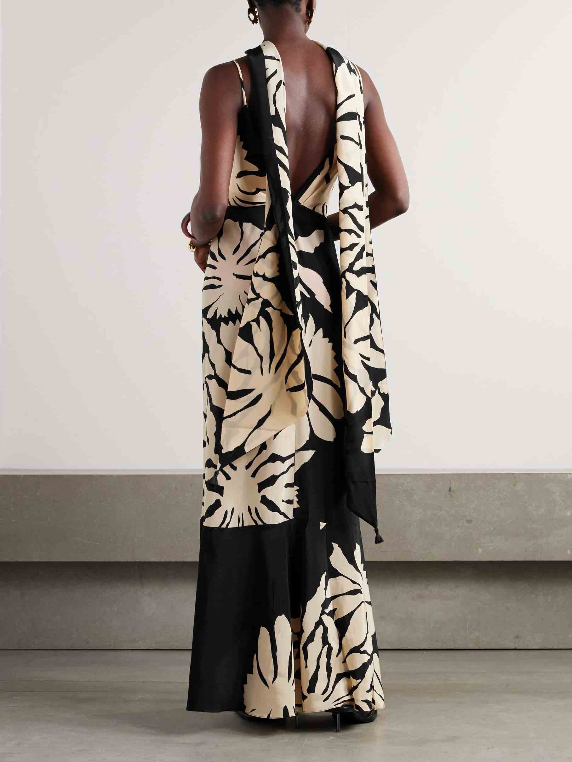 Relaxed Wrap Pleated Floral-Print Maxi Dress
