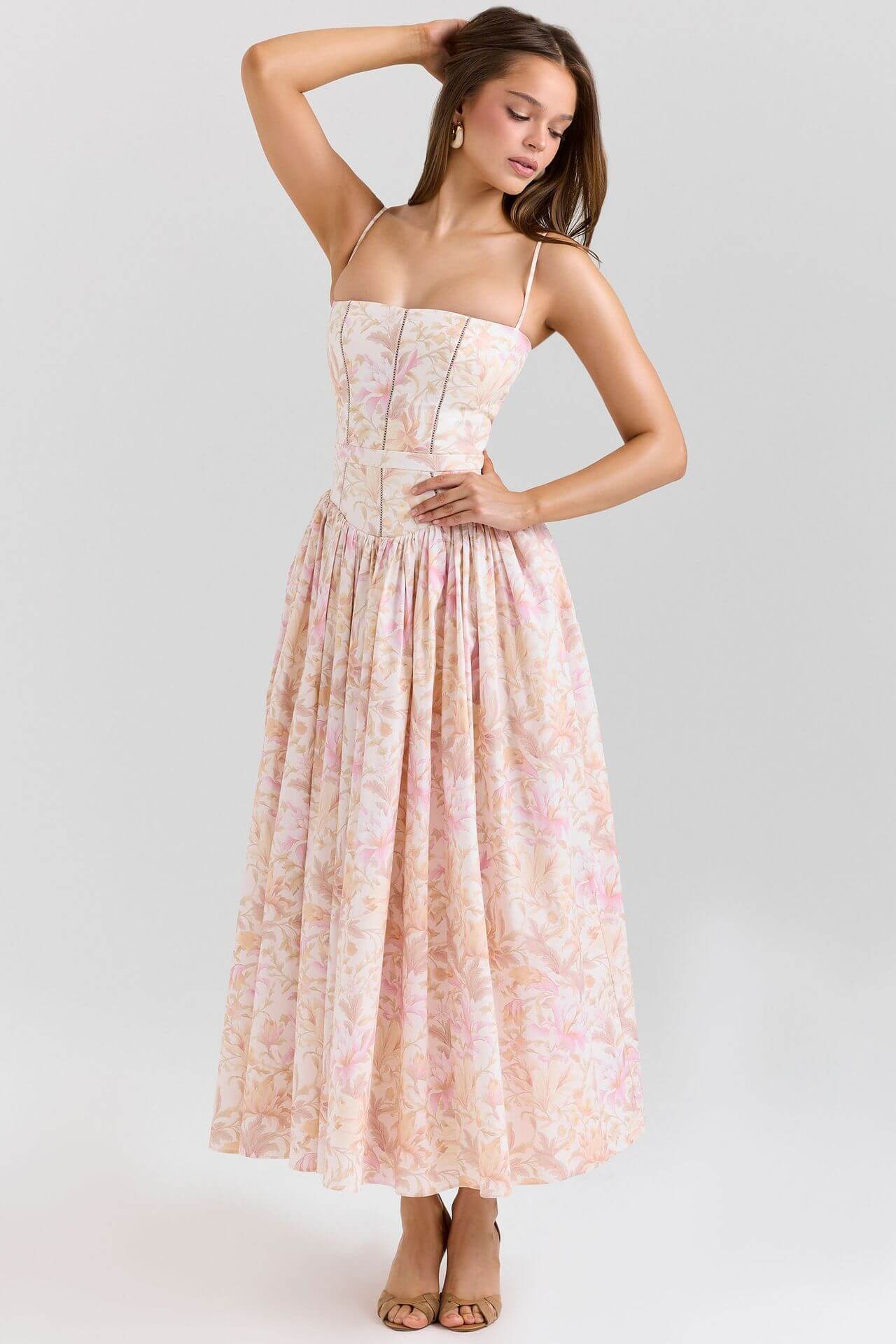 Tasmin Midi Dress -Pink Floral