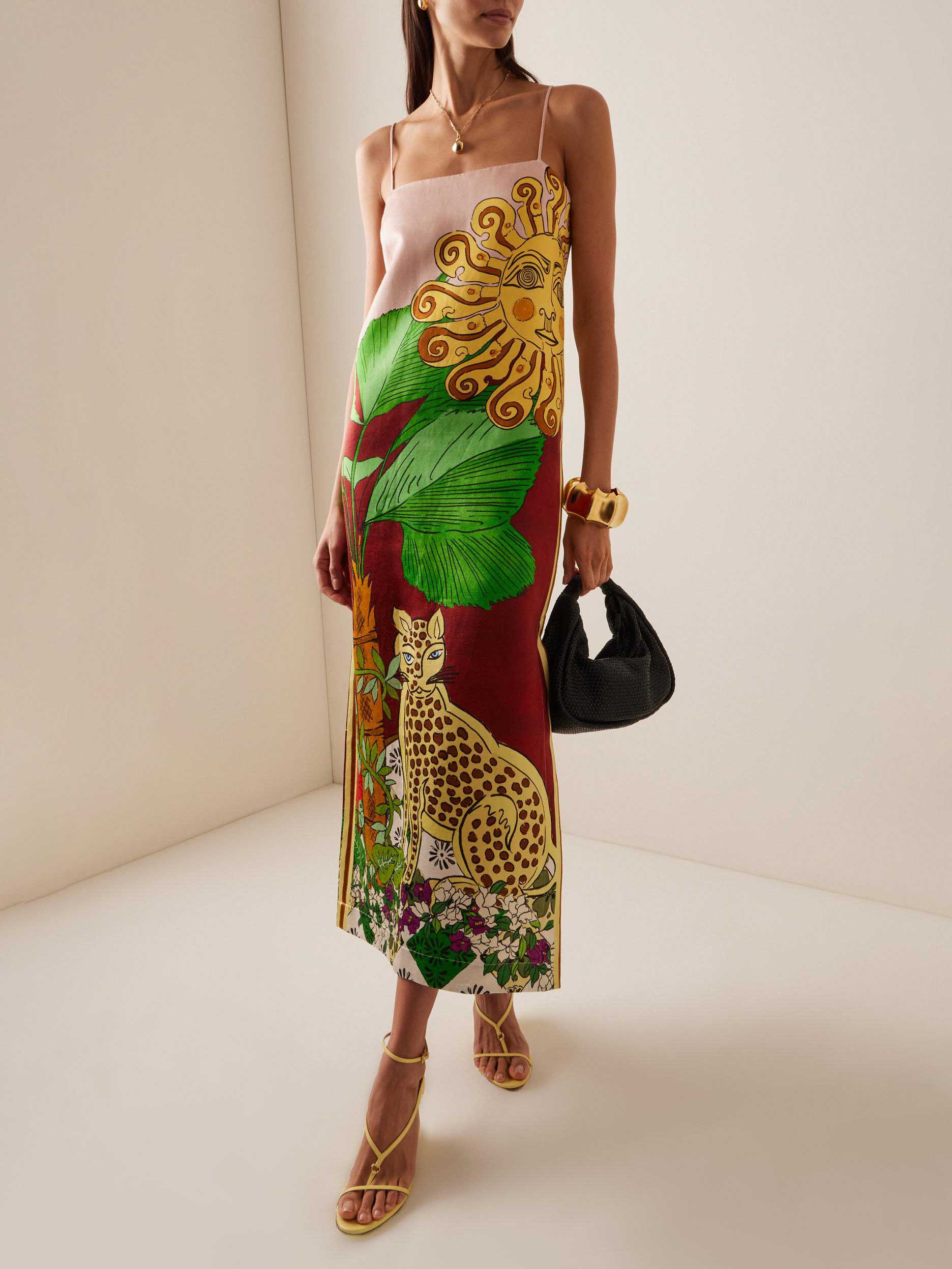 Unique Sun Tiger Floral Print Maxi Dress