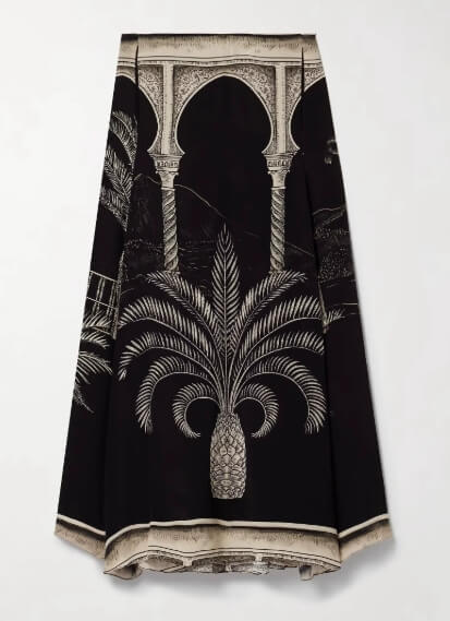 Unique Printed Black Sexy Tops and Midi Skirt Set