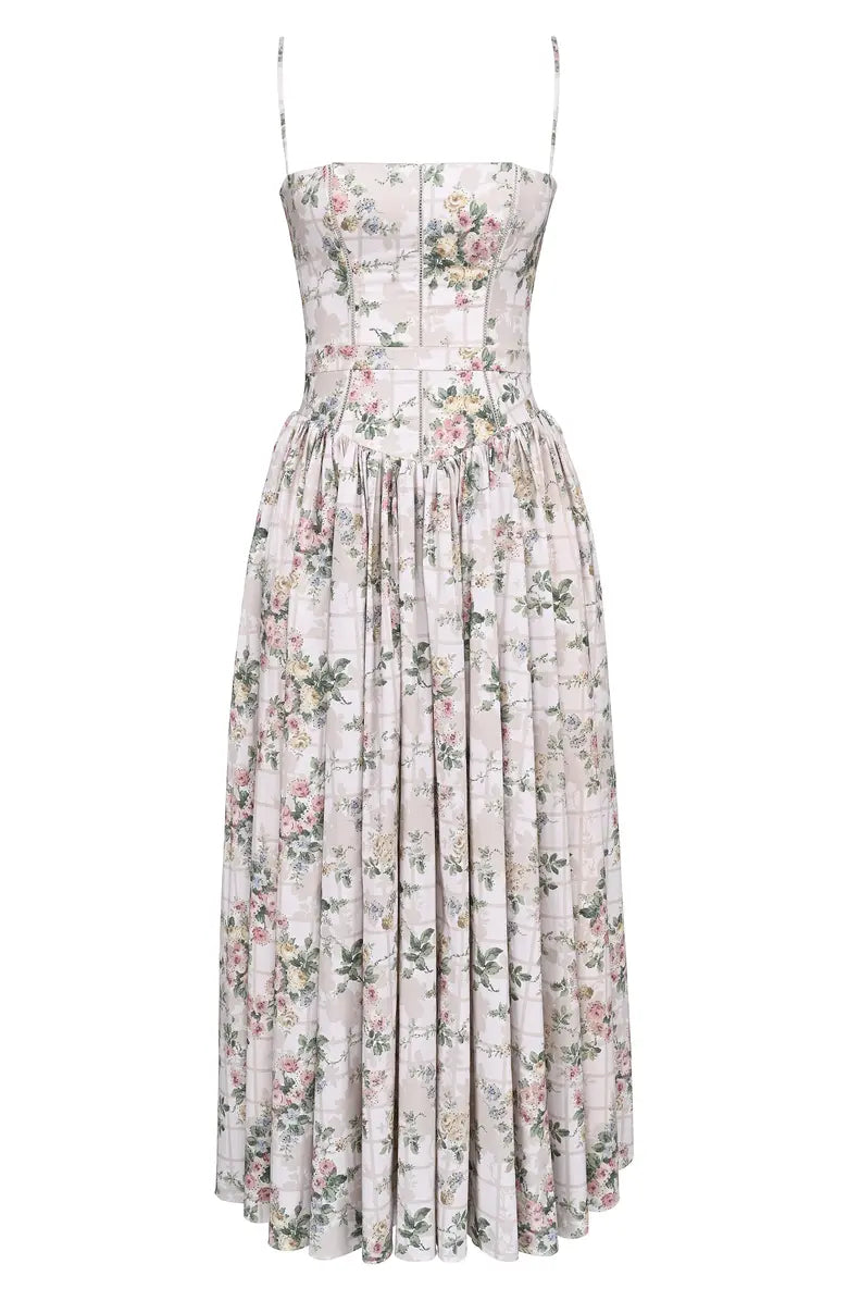 Tasmin Midi Dress - Apricot Floral