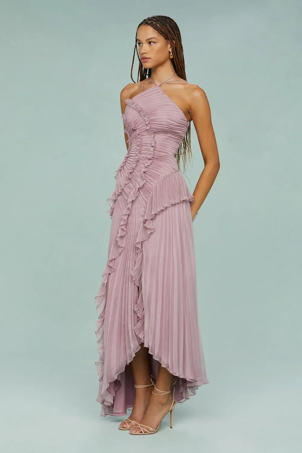 Lavirea – Sculpted pleats – One-shoulder midi dress