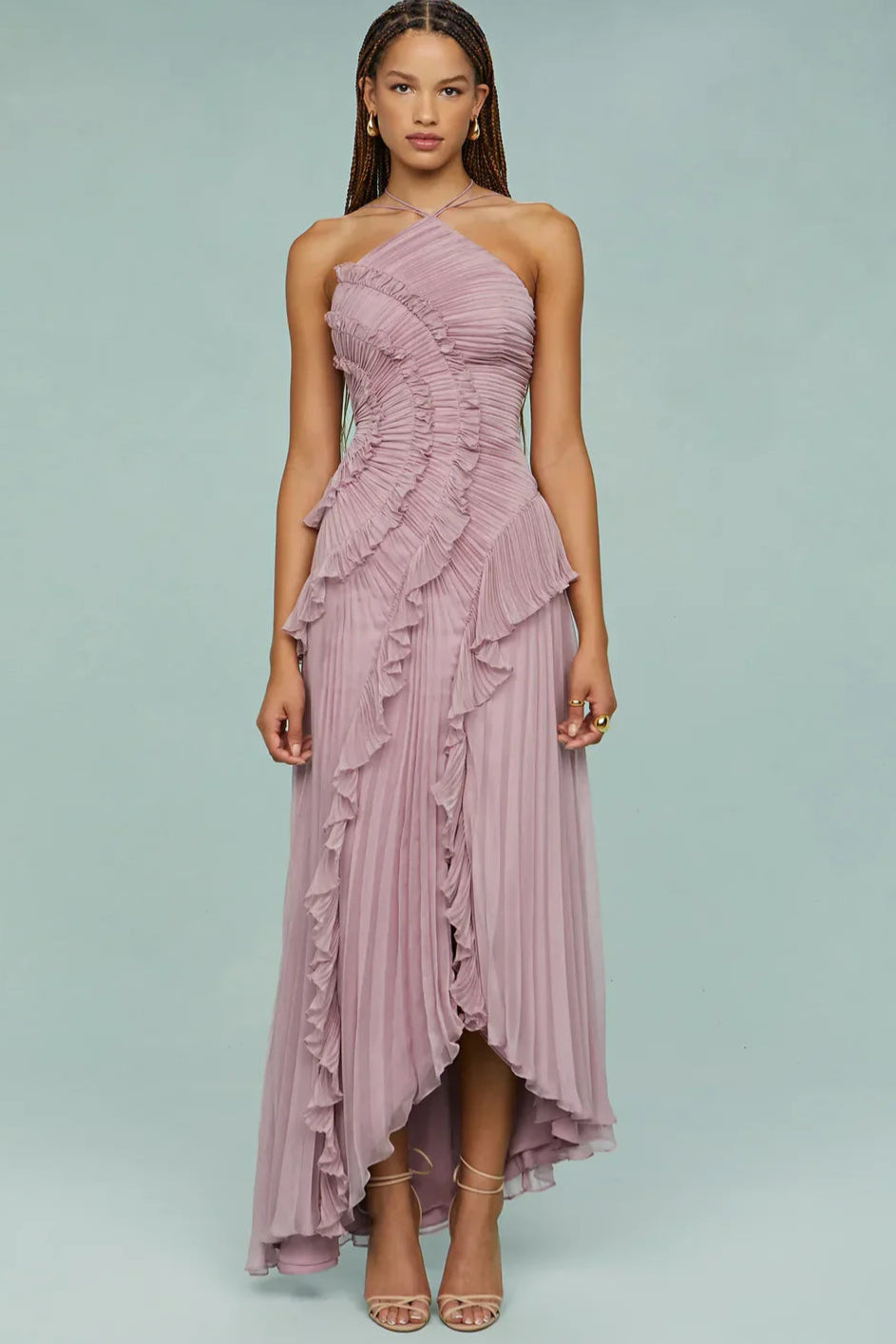 Lavirea – Sculpted pleats – One-shoulder midi dress